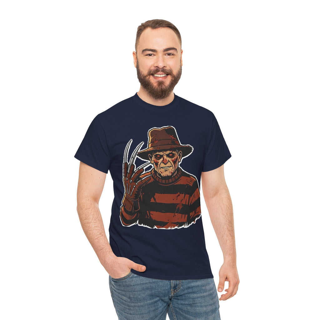 Freddy Krueger Horror Tee — Vintage Striped Nightmare Graphic
