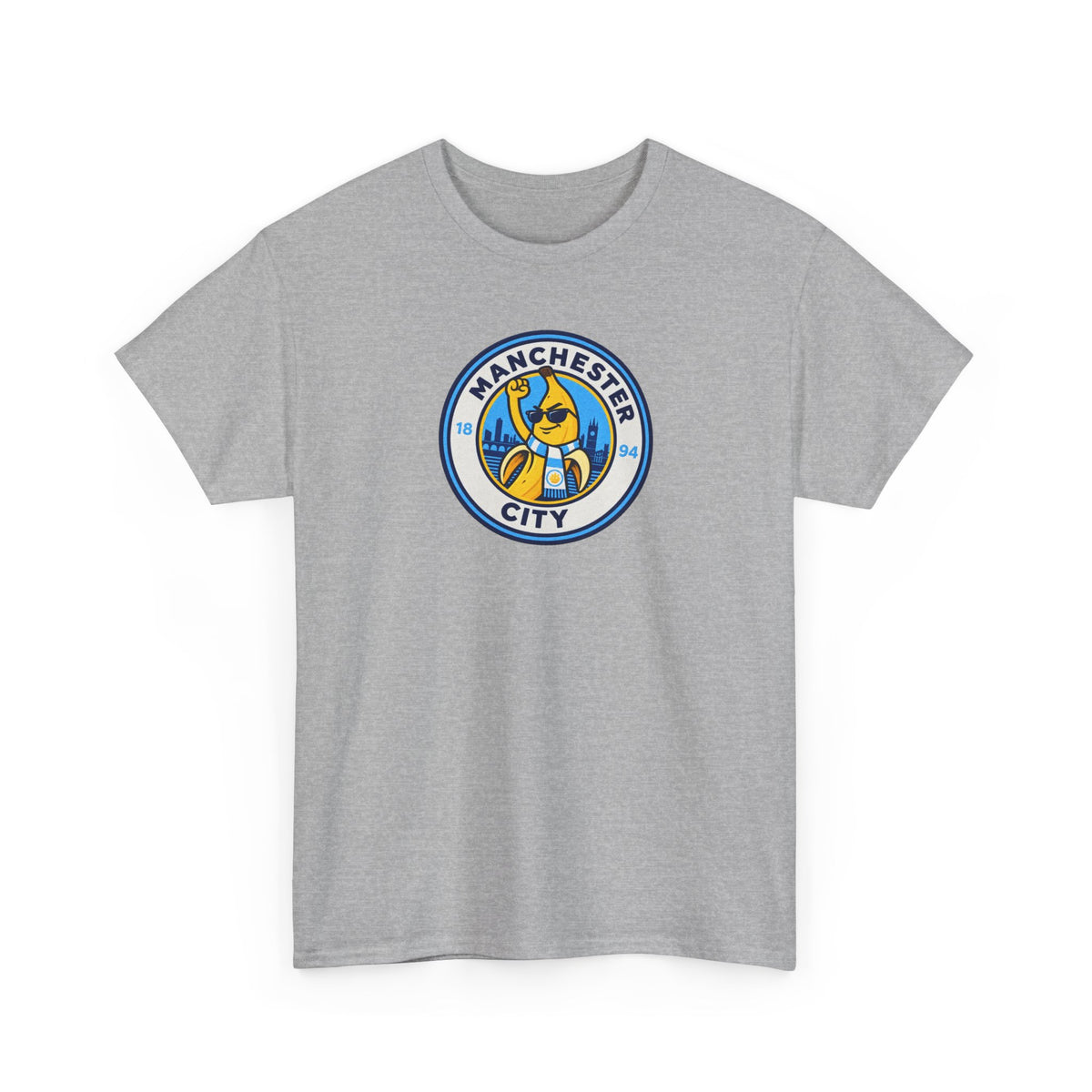 Manchester City Banana Crest Unisex Heavy Cotton T-Shirt / Tee