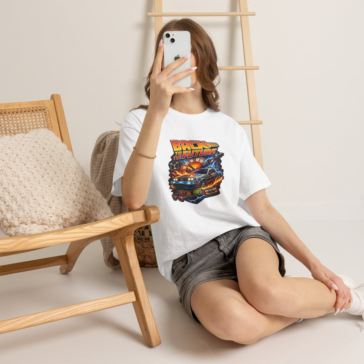 Back to the Future Graphic Tee – Retro 1985 DeLorean Design