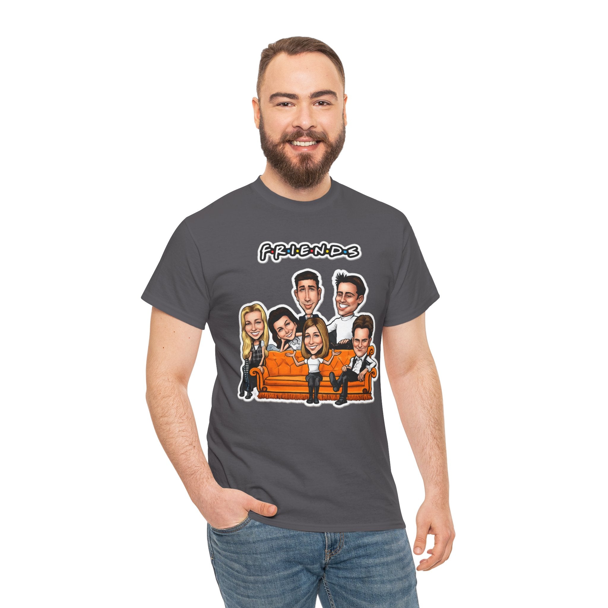 Friends TV Show Cartoon Cast T-Shirt — Iconic Couch Graphic Tee