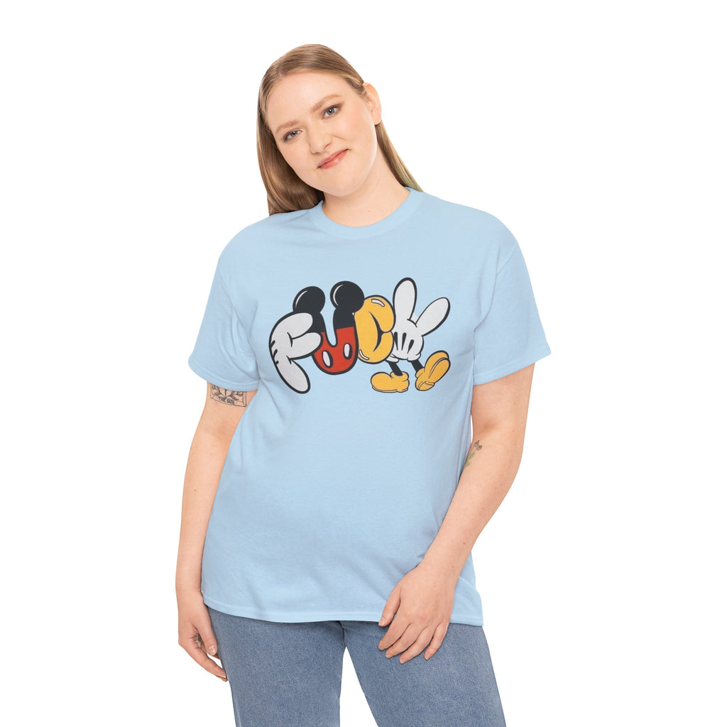 F**K Disney Graphic Tee — Playful Cartoon Hands & Shoes Design