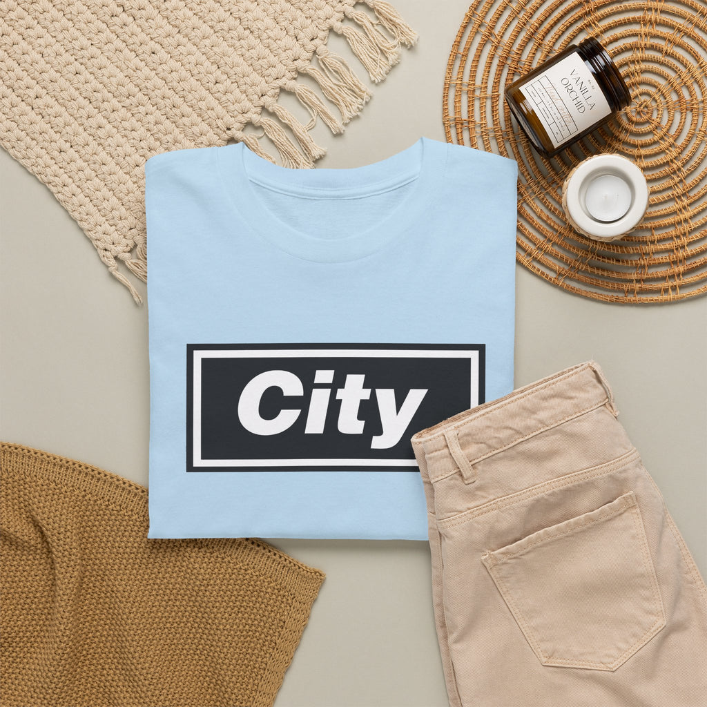 Man City Inspired Box Logo T‑Shirt — Minimal Urban Graphic Tee