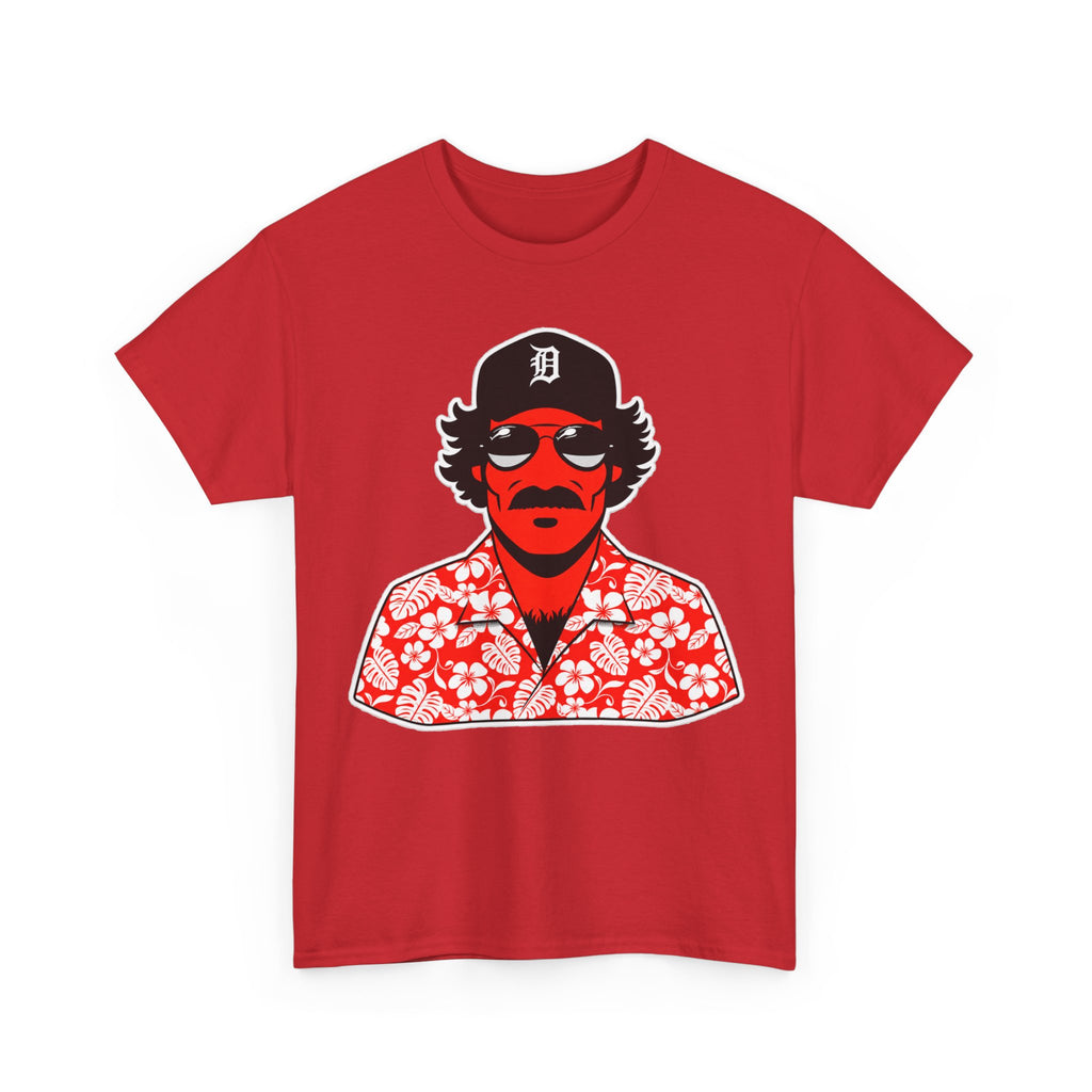 Magnum PI Retro Mustache Dude T‑Shirt – Hawaiian Shirt & Sunglasses Graphic Tee