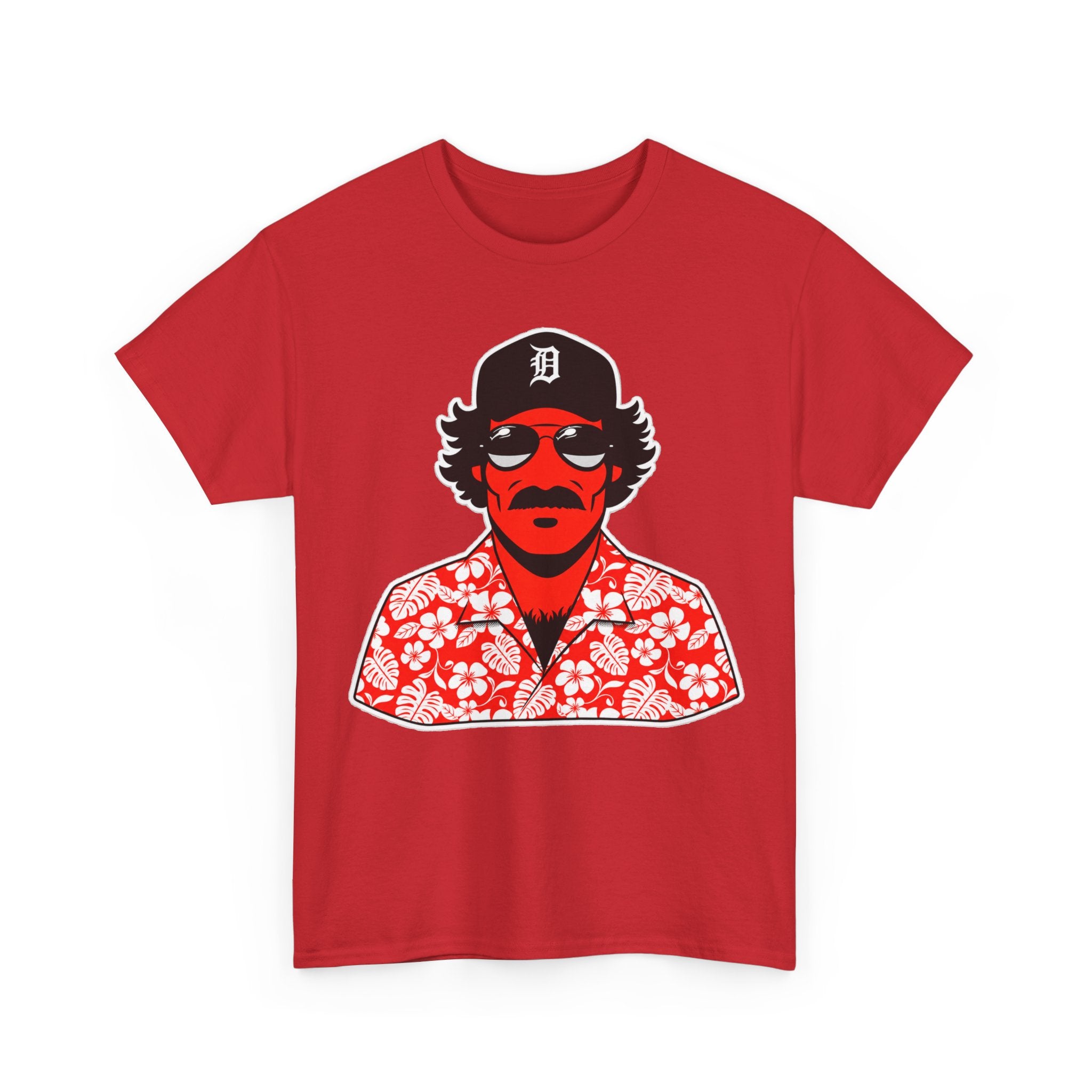 Magnum PI Retro Mustache Dude T‑Shirt – Hawaiian Shirt & Sunglasses Graphic Tee