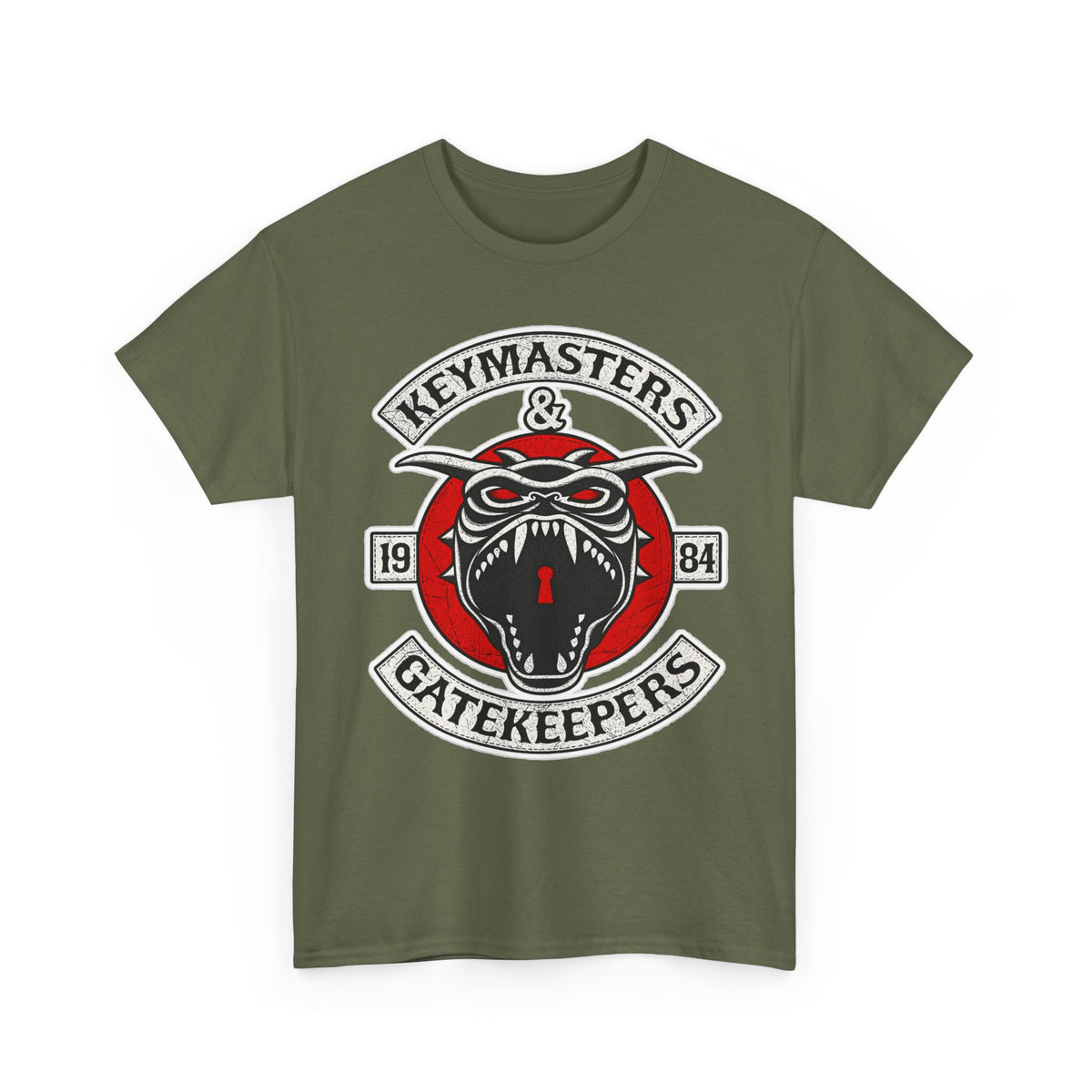 Keymasters & Gatekeepers Tee — Retro Demon Key Emblem Shirt (Since 1984)