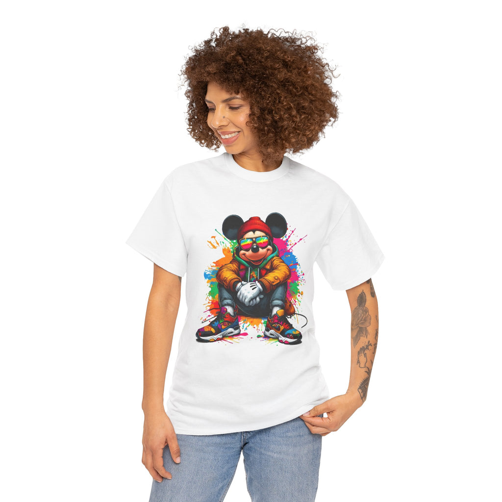 Streetwear Mouse Graphic Tee — Colorful Urban Hip-Hop Cartoon Shirt