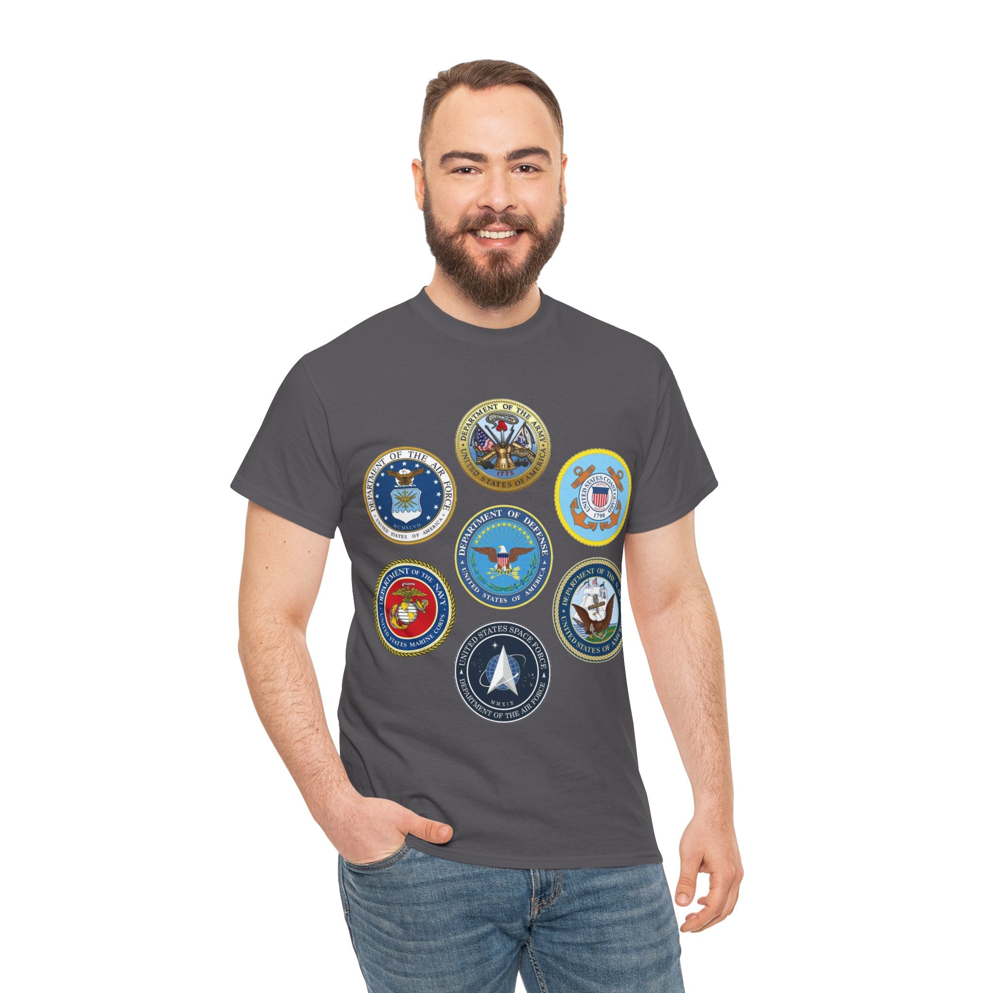Military Branch Seals T-Shirt — Vintage US Armed Forces Emblems Tee