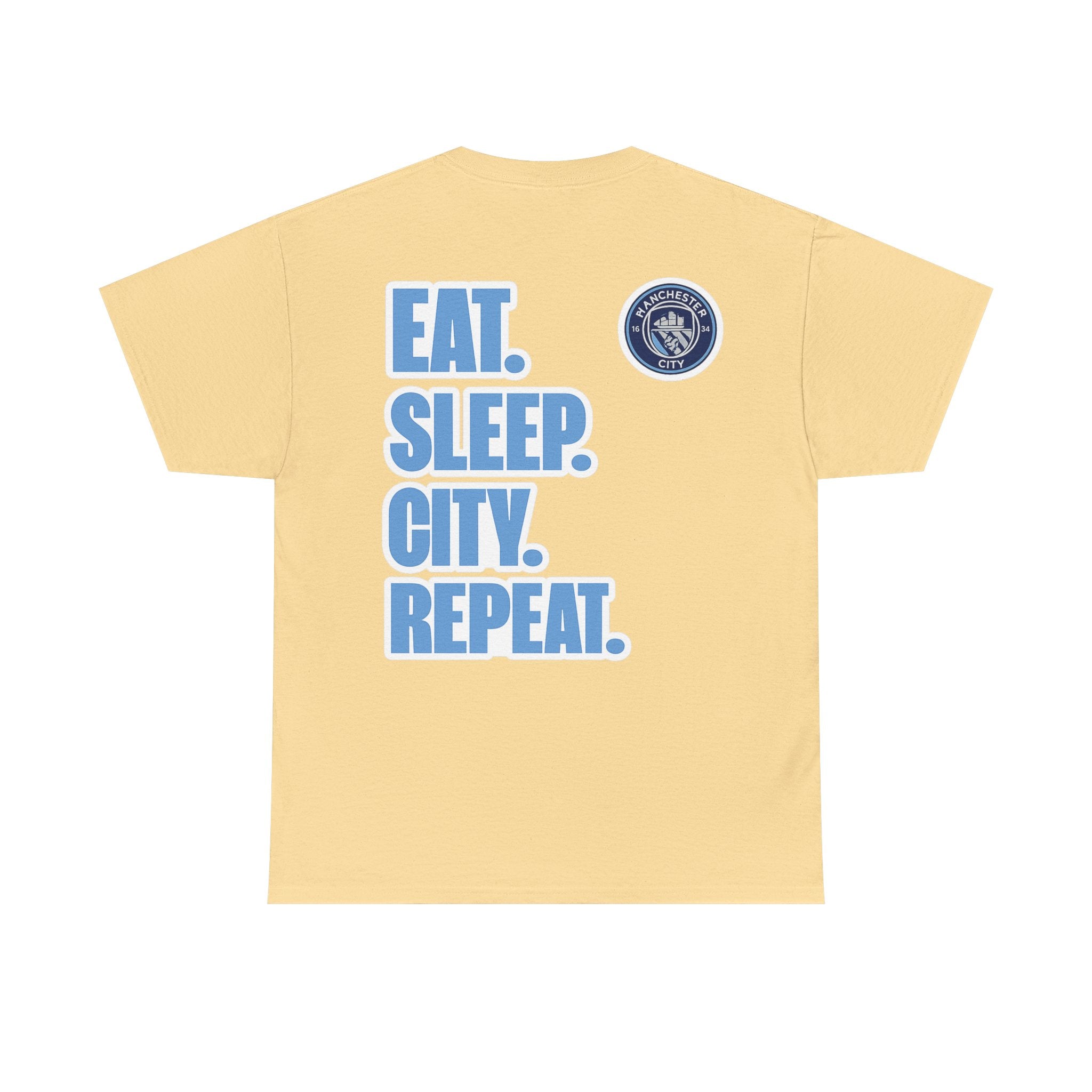 Manchester City T-Shirt – 'Eat. Sleep. City. Repeat.' Football Fan Tee