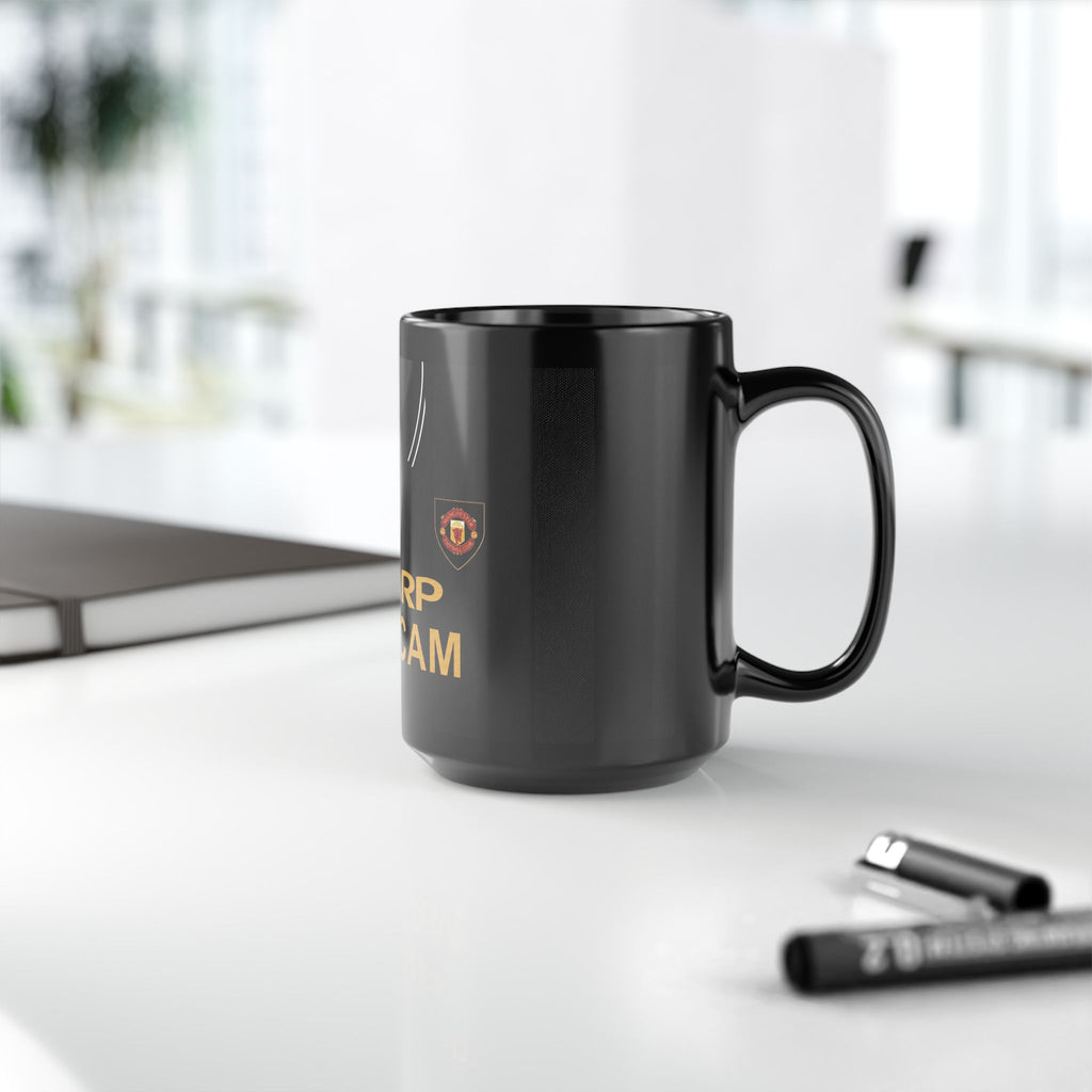 Retro Manchester United Sharp Viewcam Inspired Black Mug — Retro Football Jersey Design (11oz/15oz)