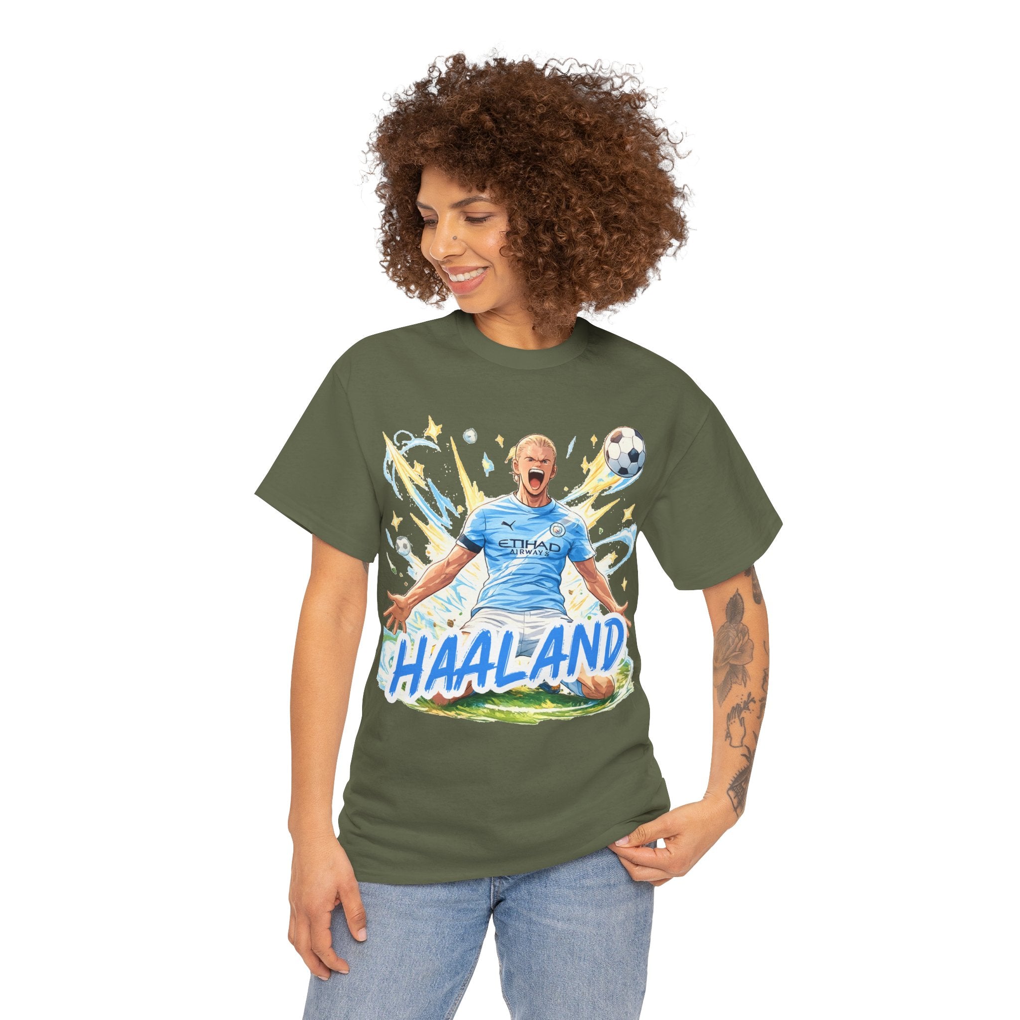 Erling Haaland Anime Fan Tee — Celebratory Football Player Graphic T-Shirt