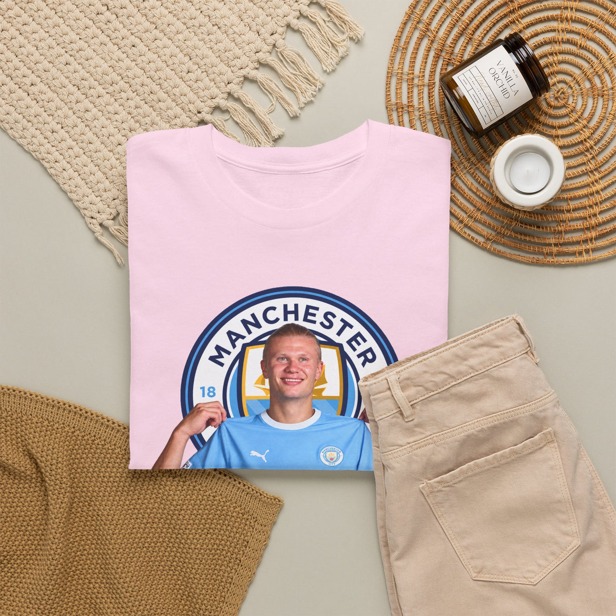 Manchester City Erling Haaland Inspired Cotton T-Shirt Tee — Player Celebratory Graphic T-Shirt