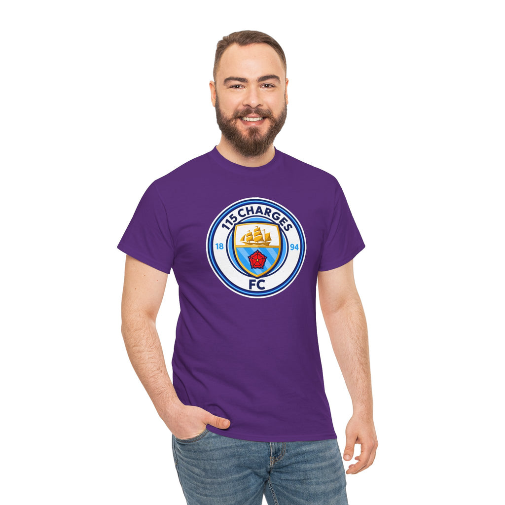 115 Charges FC Crest Cotton Tee — Vintage Blue Club Logo T-Shirt