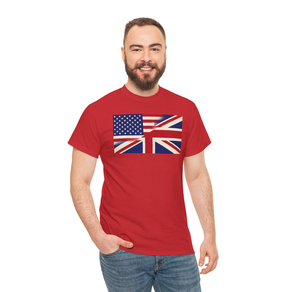 USA-UK Flag Graphic Tee — American British Union Jack Mashup T-Shirt