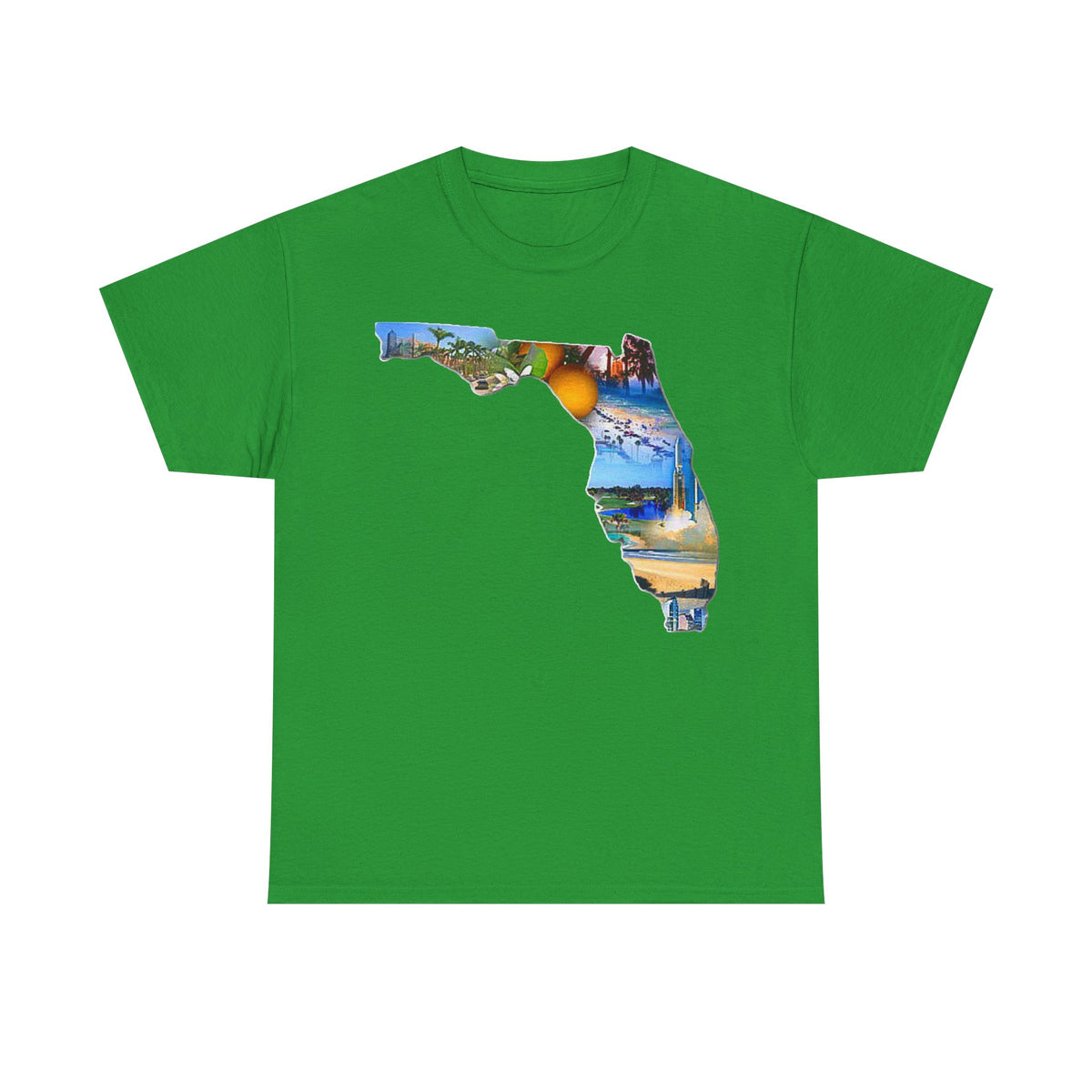 Florida State Shape T-Shirt — Scenic Beach & Sunset Map Tee