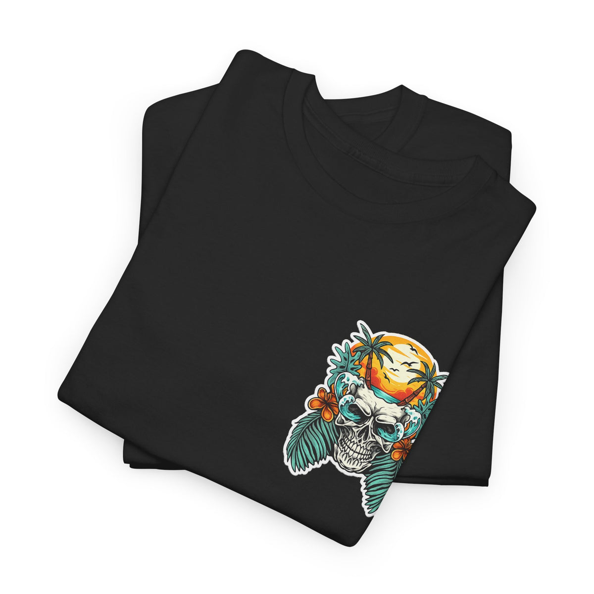 Tropical Skull Tee — Sunset Palm Beach Skull T-Shirt
