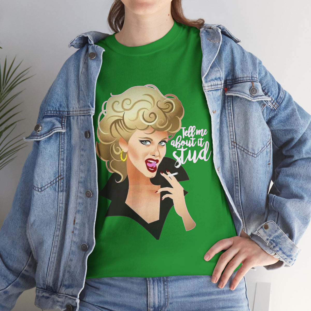 Retro Glam T‑Shirt — 'Tell Me About It, Stud' Vintage Pop Art Tee