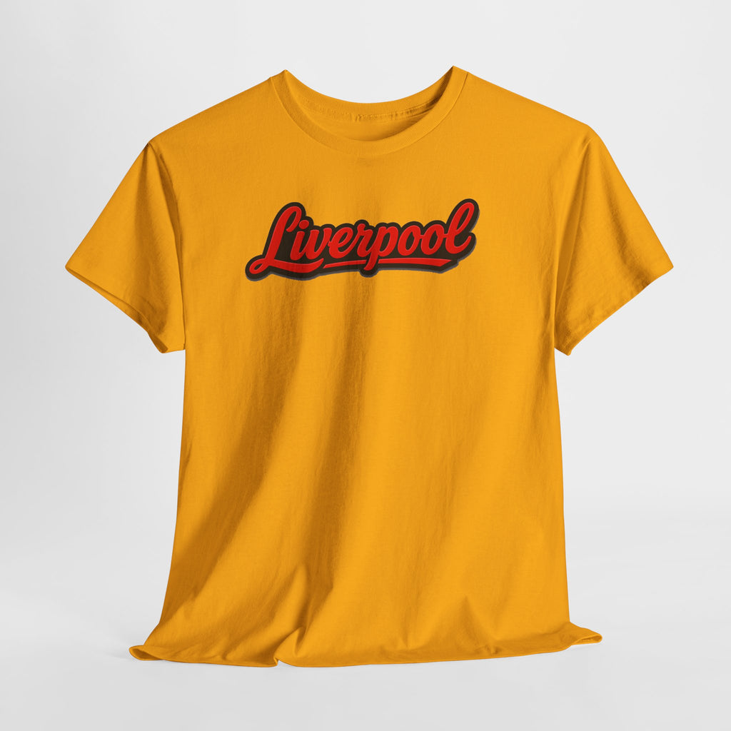 Liverpool Script T-Shirt — Retro Red Script Football Fan Tee