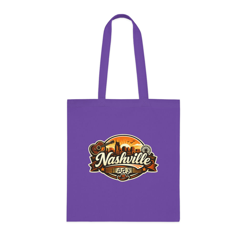 Nashville Retro Badge Tote Bag — Music City Souvenir Cotton Tote