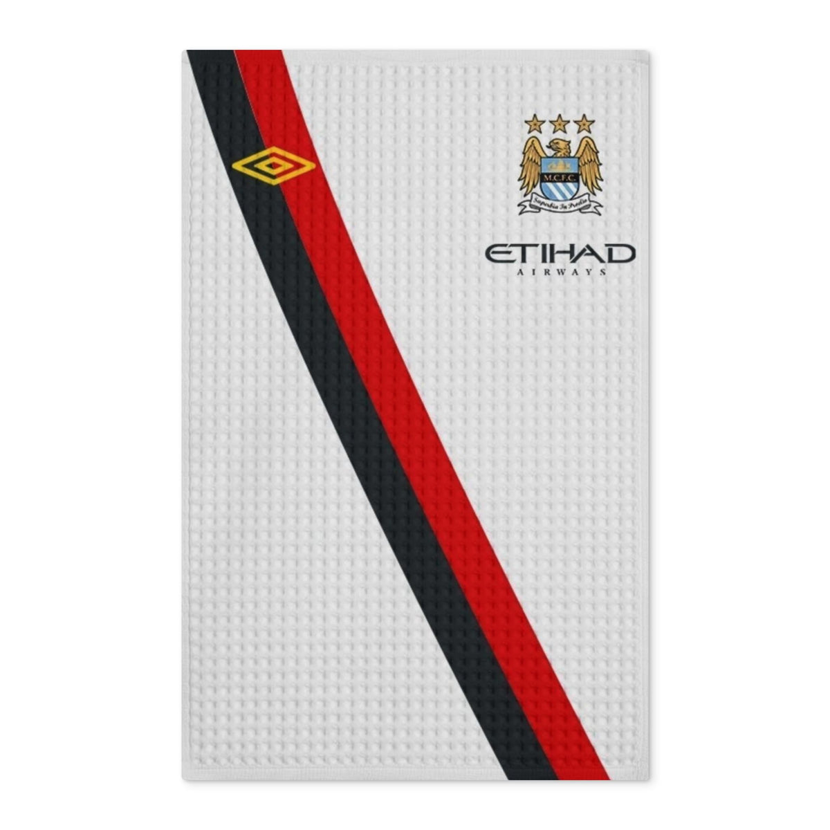 Manchester City Waffle Tea Towel – Double-Sided Football Kitchen Towel with Etihad Stripe