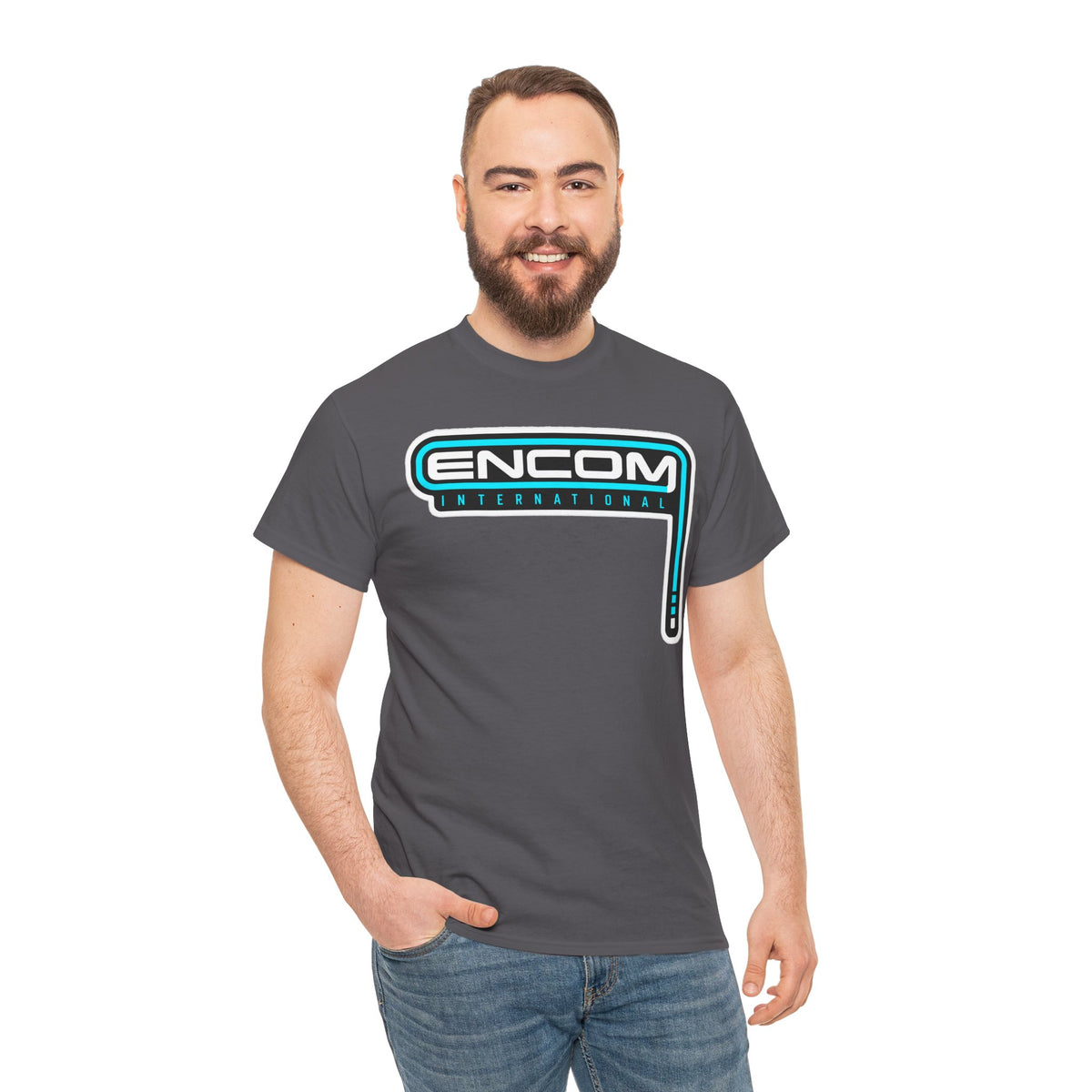 ENCOM International Logo Cotton T-Shirt — Retro Tech Gaming Tee
