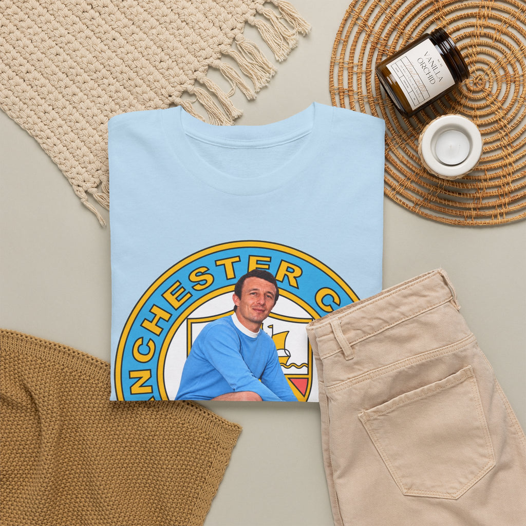 Mike Summerbee Manchester City Vintage Soccer Tee — Retro Player Crest Graphic