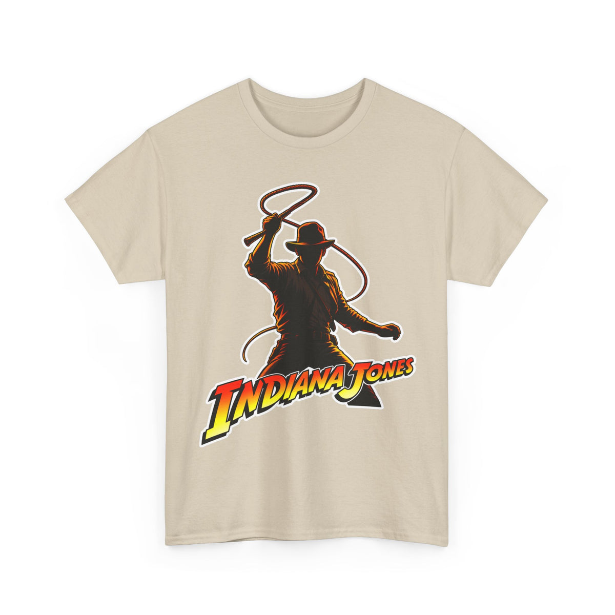 Indiana Jones Inspired Adventure Movie Graphic Tee — Iconic Whip Silhouette with 'Indiana Jones' Logo