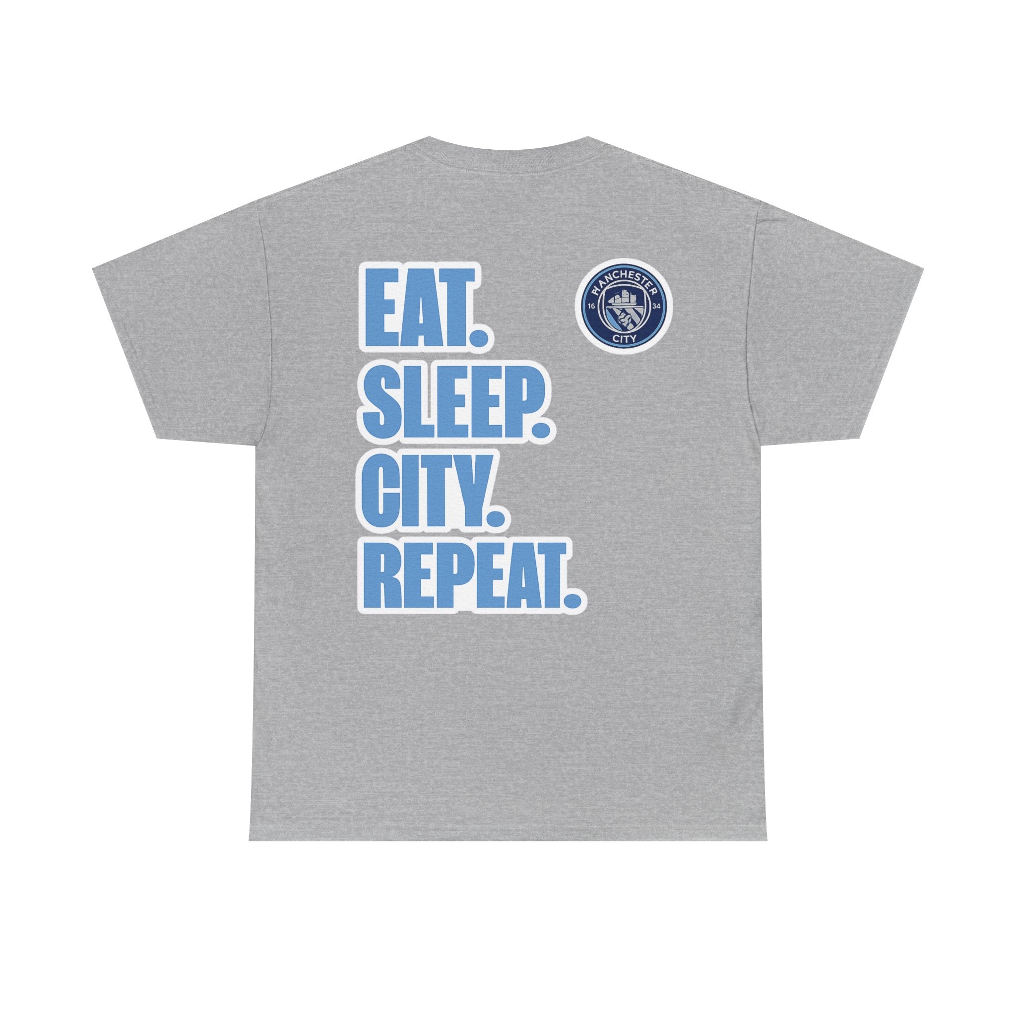 Manchester City T-Shirt – 'Eat. Sleep. City. Repeat.' Football Fan Tee