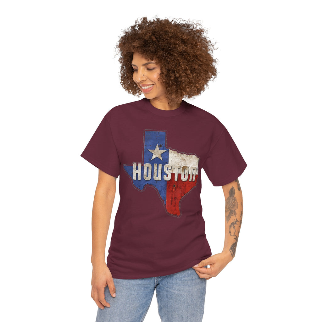 Houston Texas Flag Graphic Tee — Vintage State Outline T-Shirt