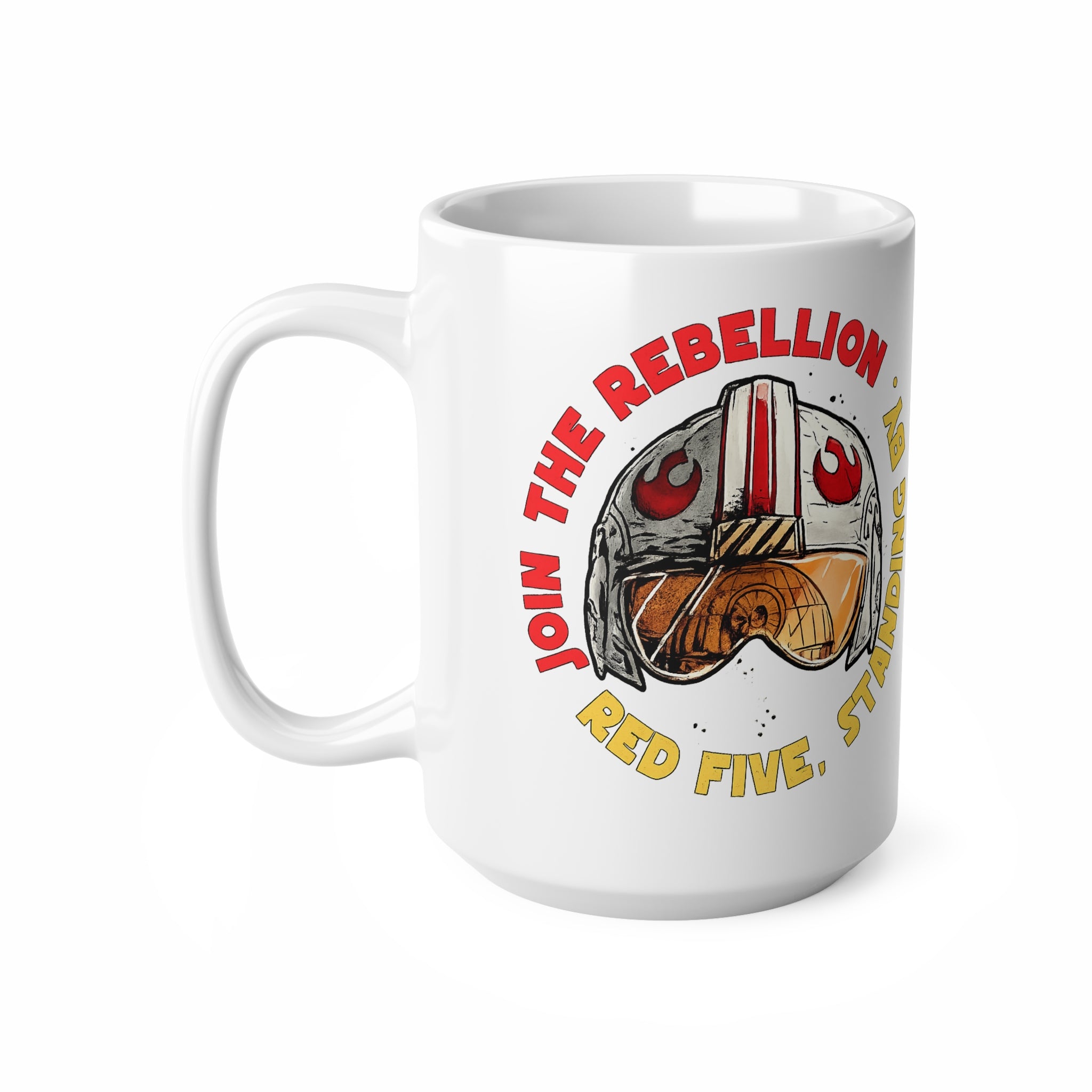 Red Five Pilot Helmet Ceramic Mug — “Join the Rebellion” Star Wars Coffee Cup