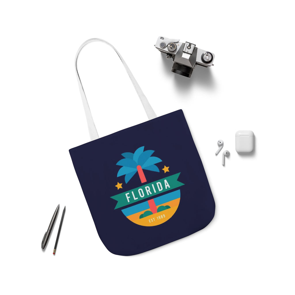 Florida Palm Beach Canvas Tote Bag — Retro Sunshine Travel Tote
