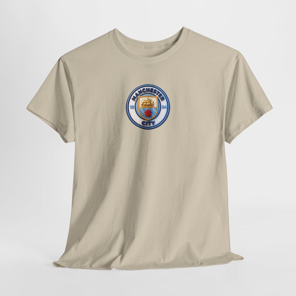 Manchester City Crest Unofficial 3D T-Shirt — Minimal Soccer Logo Tee