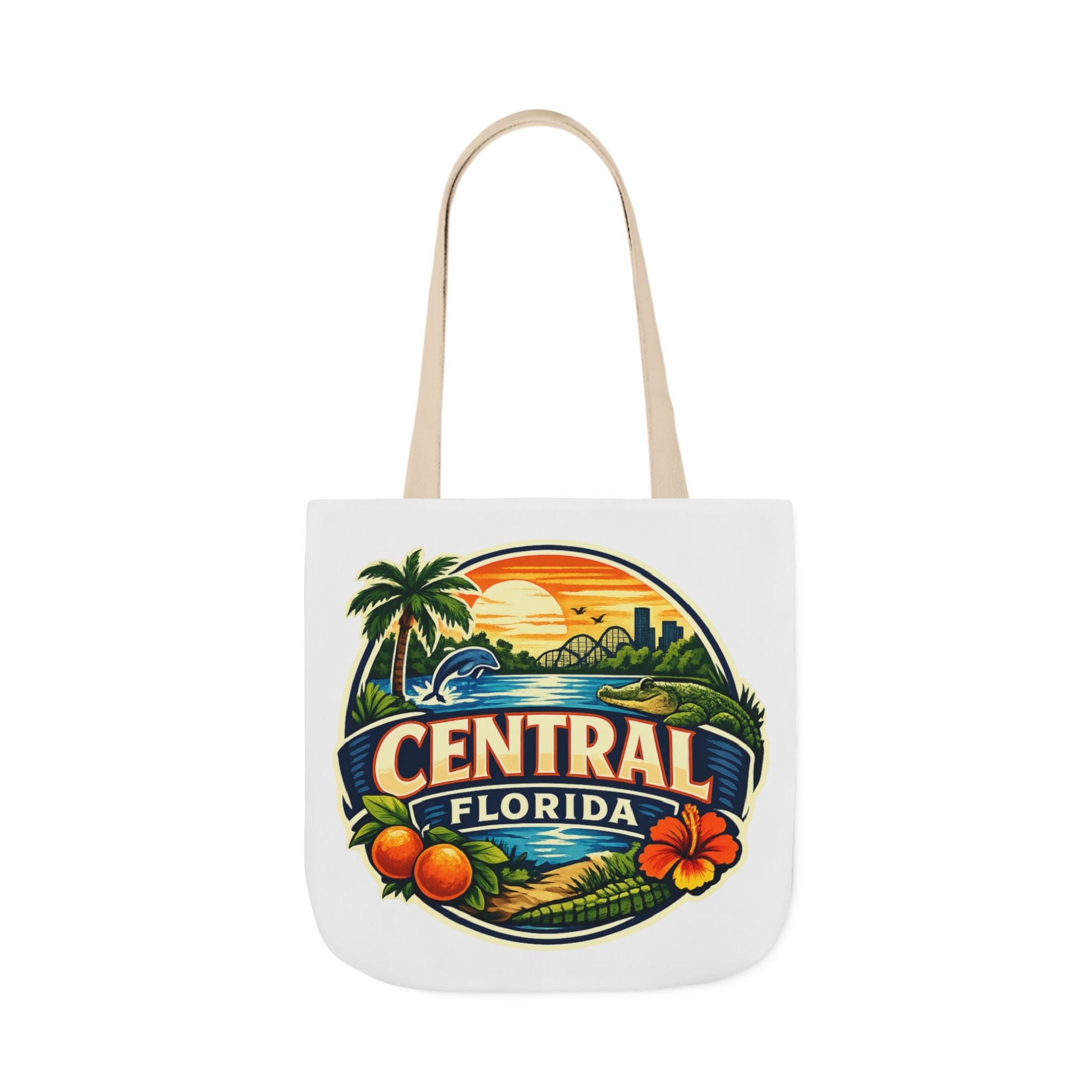Central Florida Canvas Tote Bag — Vintage Sunset Palm Beach Market Tote