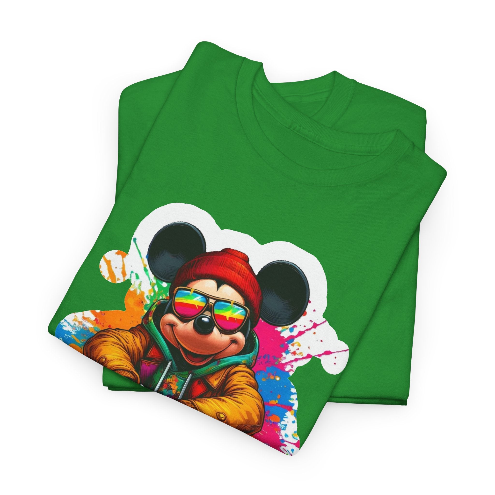 Streetwear Mouse Graphic Tee — Colorful Urban Hip-Hop Cartoon Shirt
