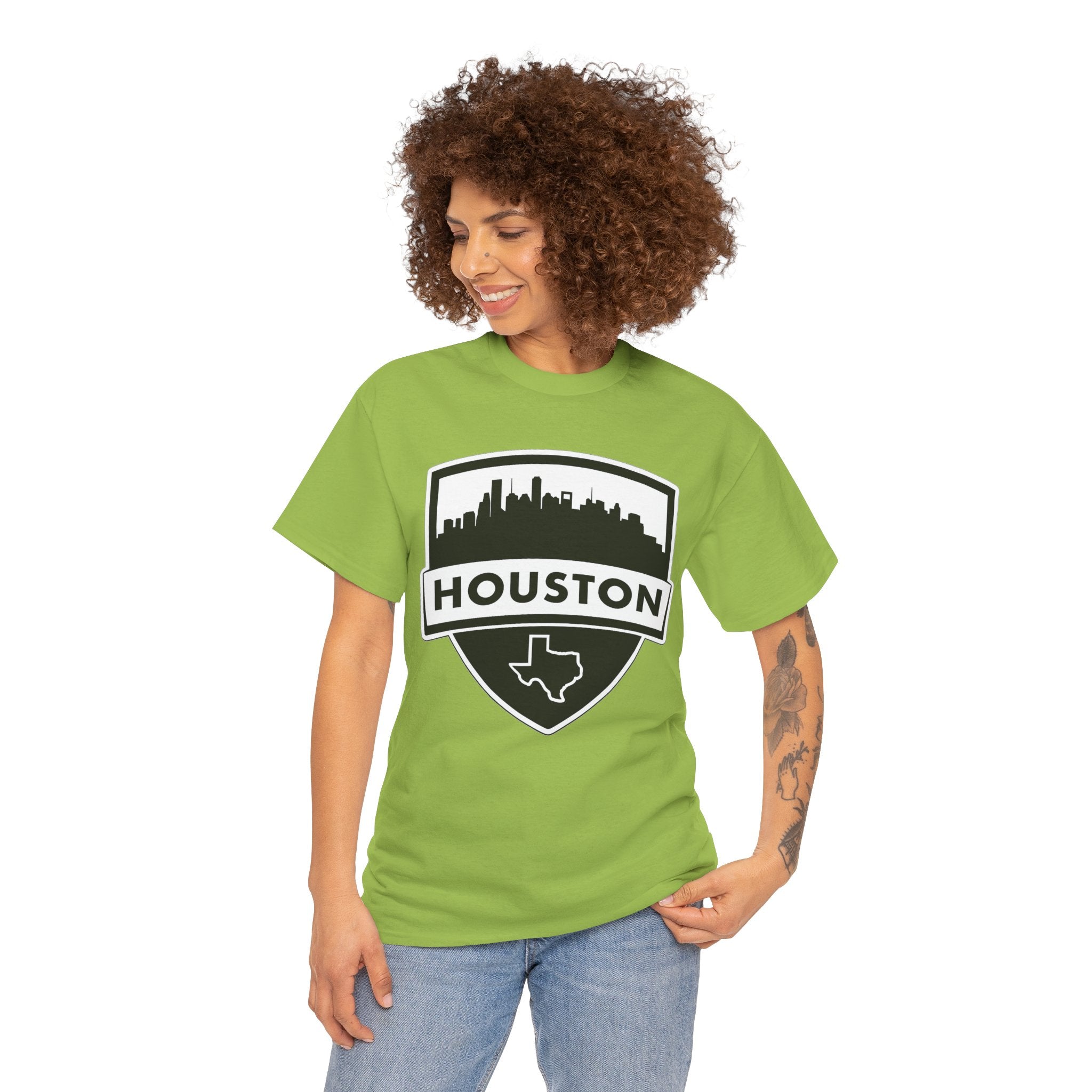 Houston Skyline Shield T-Shirt — Texas Outline City Pride Tee