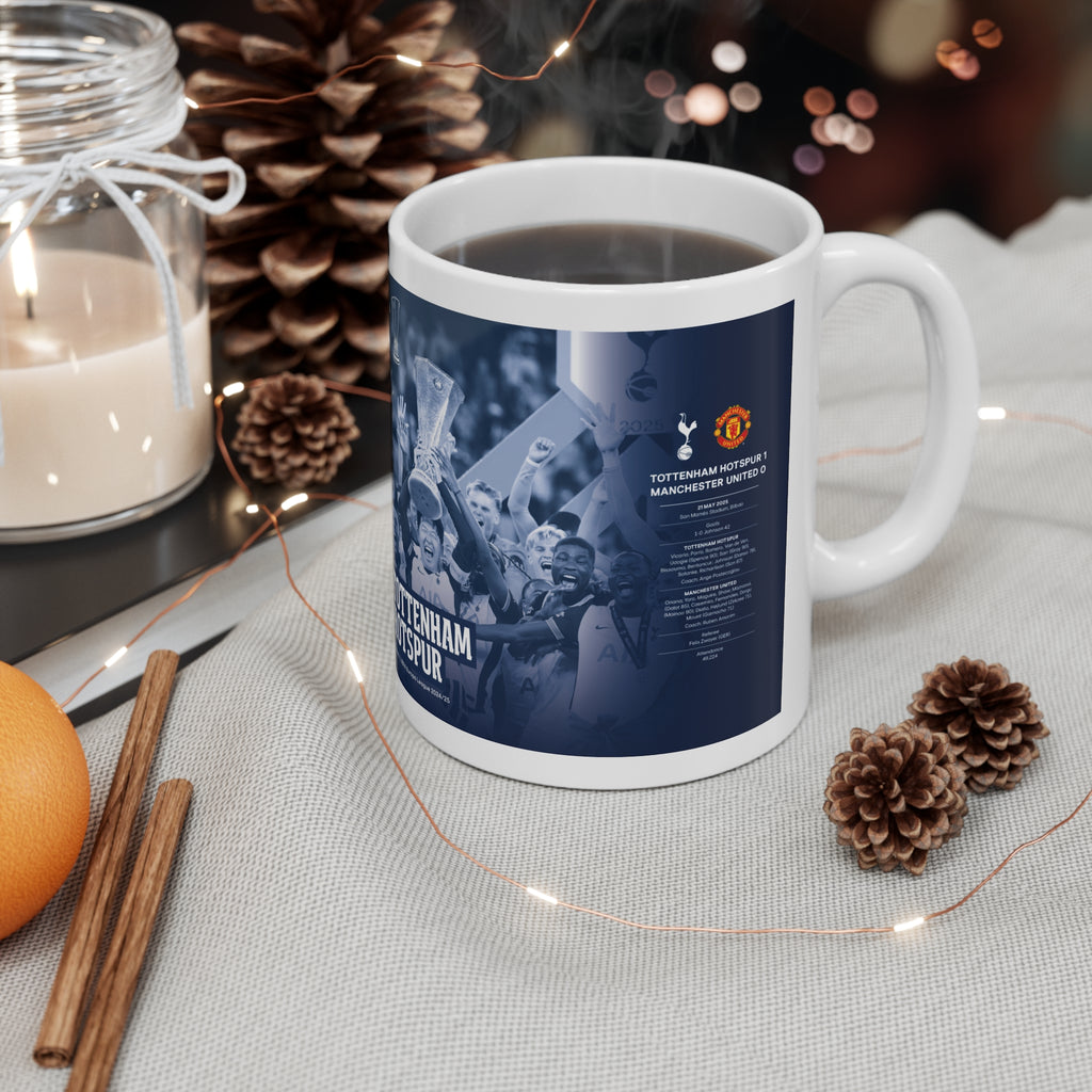 2025 UEFA Europa League Winners Programme Cover Inspired Ceramic Coffee Mug — 11oz & 15oz