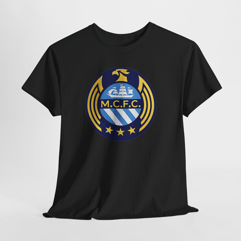 MCFC Crest T-Shirt — Vintage Blue & Gold Soccer Tee