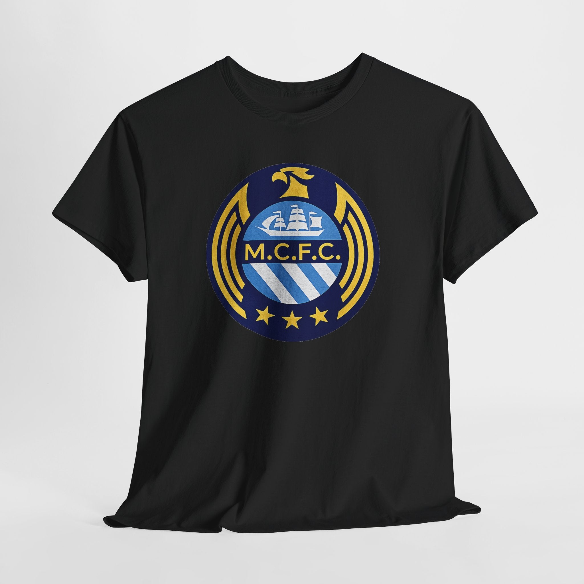 MCFC Crest T-Shirt — Vintage Blue & Gold Soccer Tee