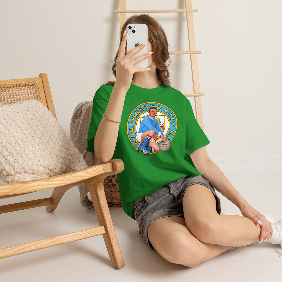 Mike Summerbee Manchester City Vintage Soccer Tee — Retro Player Crest Graphic