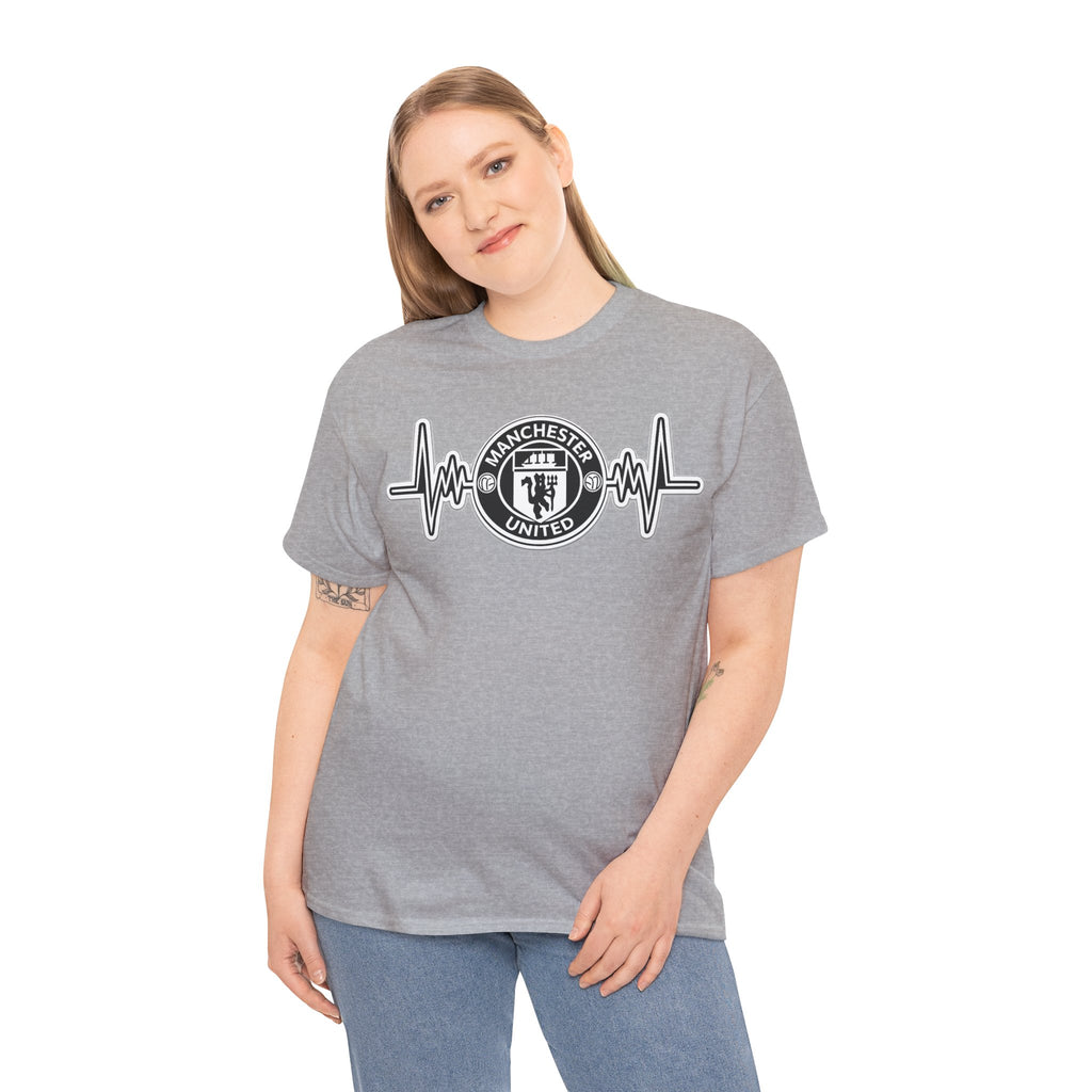 Manchester United Inspired Heartbeat T‑Shirt — Football Fan Pulse Tee