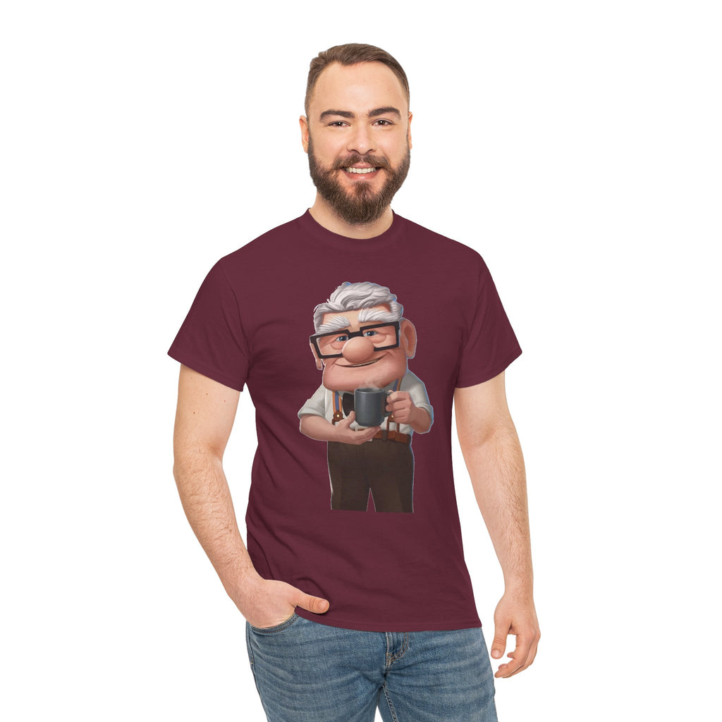 Disney Up Cartoon Grandpa Mug Graphic Tee - Cute Elderly Character T-Shirt