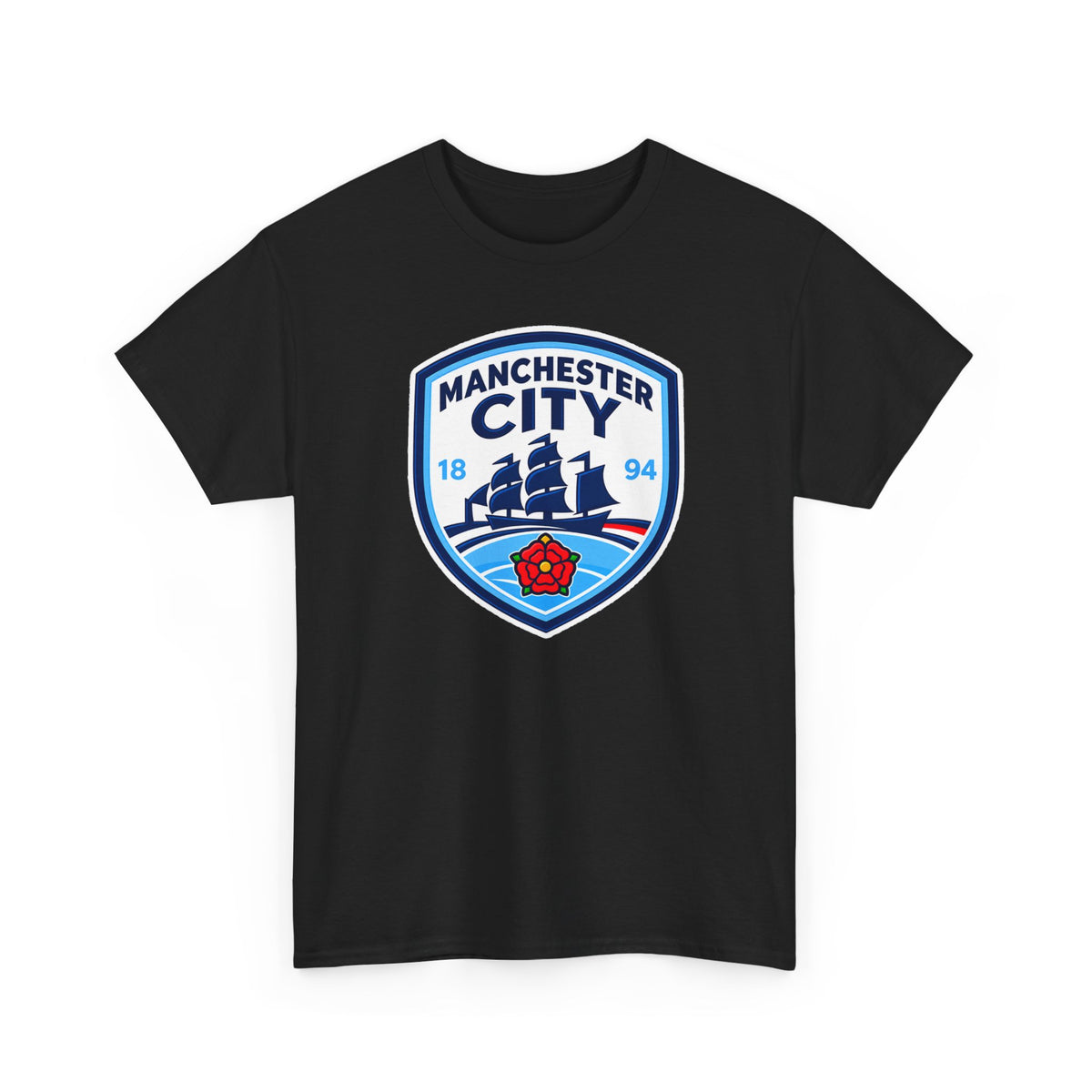 Manchester City Inspired Crest Cotton T-Shirt