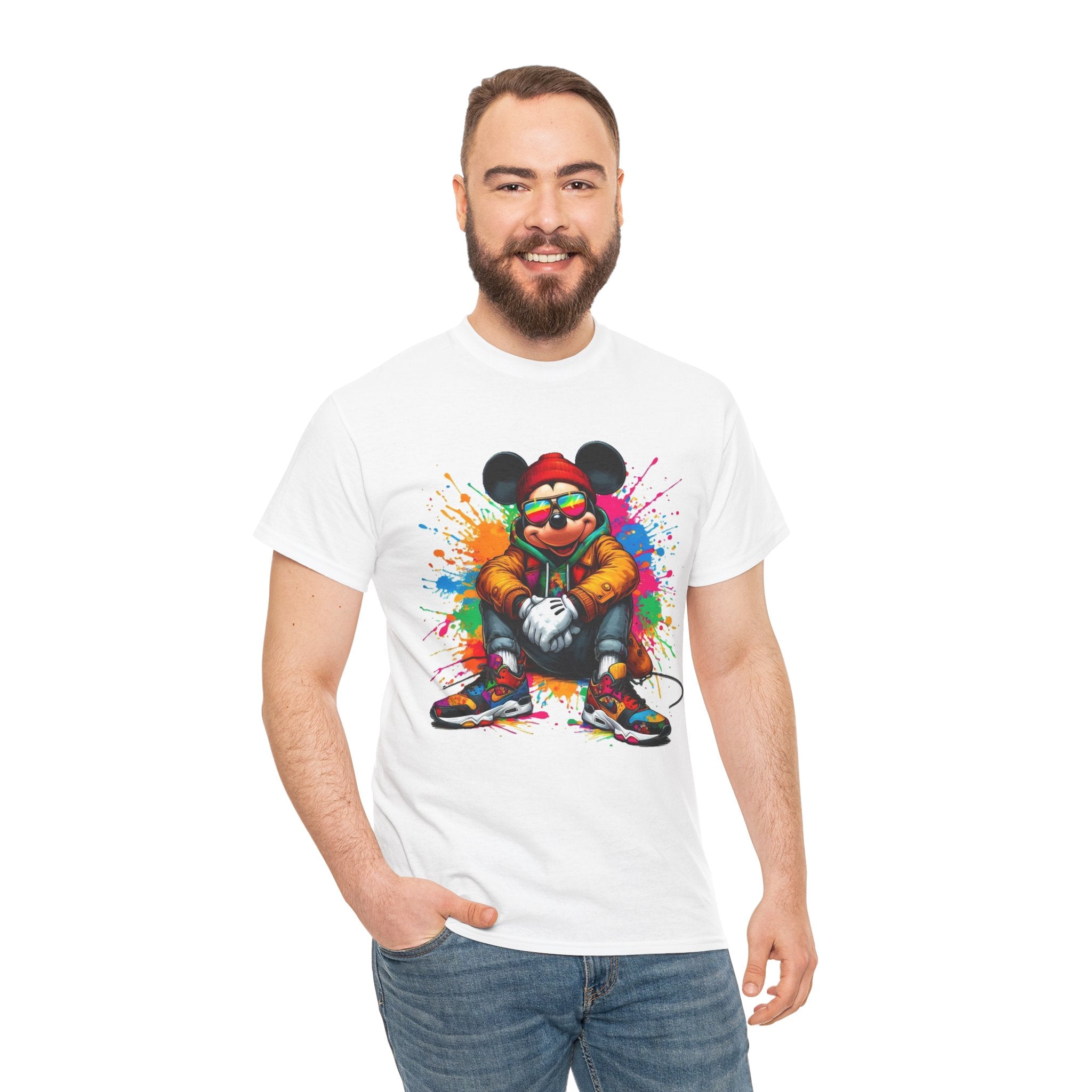 Mickey Mouse Streetwear Graphic Tee — Colorful Hip-Hop Mouse Design