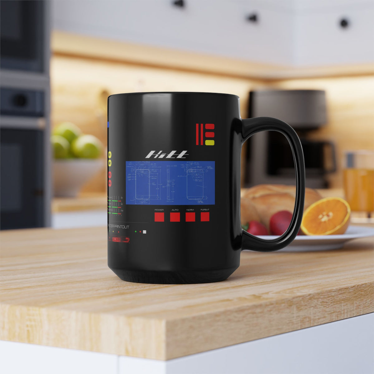 Knight Rider Kitt Dashboard Computer Console Black Mug — Futuristic Control Panel Design (11oz & 15oz)