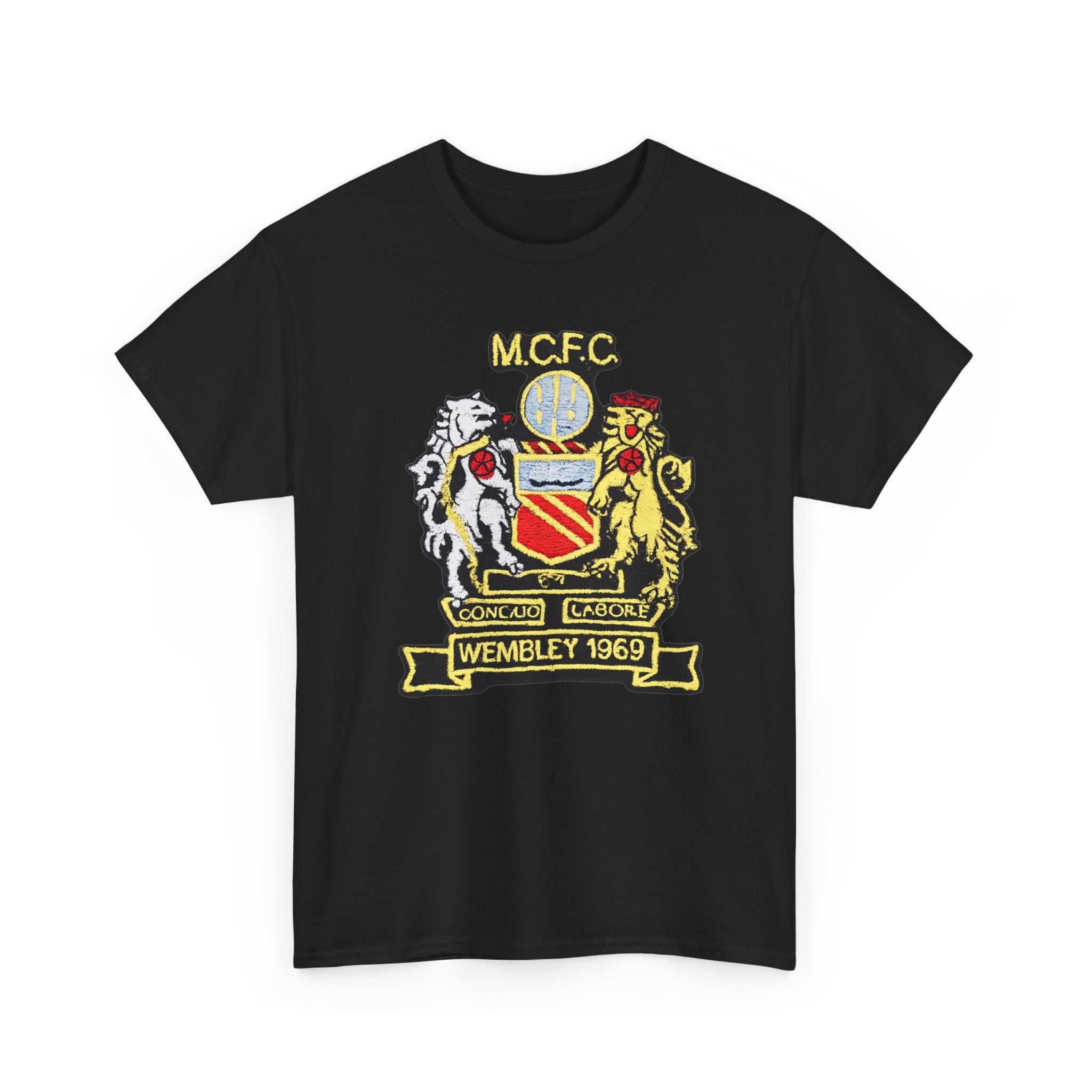 Manchester City Retro Crest T-Shirt — M.C.F.C. Wembley 1969 Vintage Soccer Tee