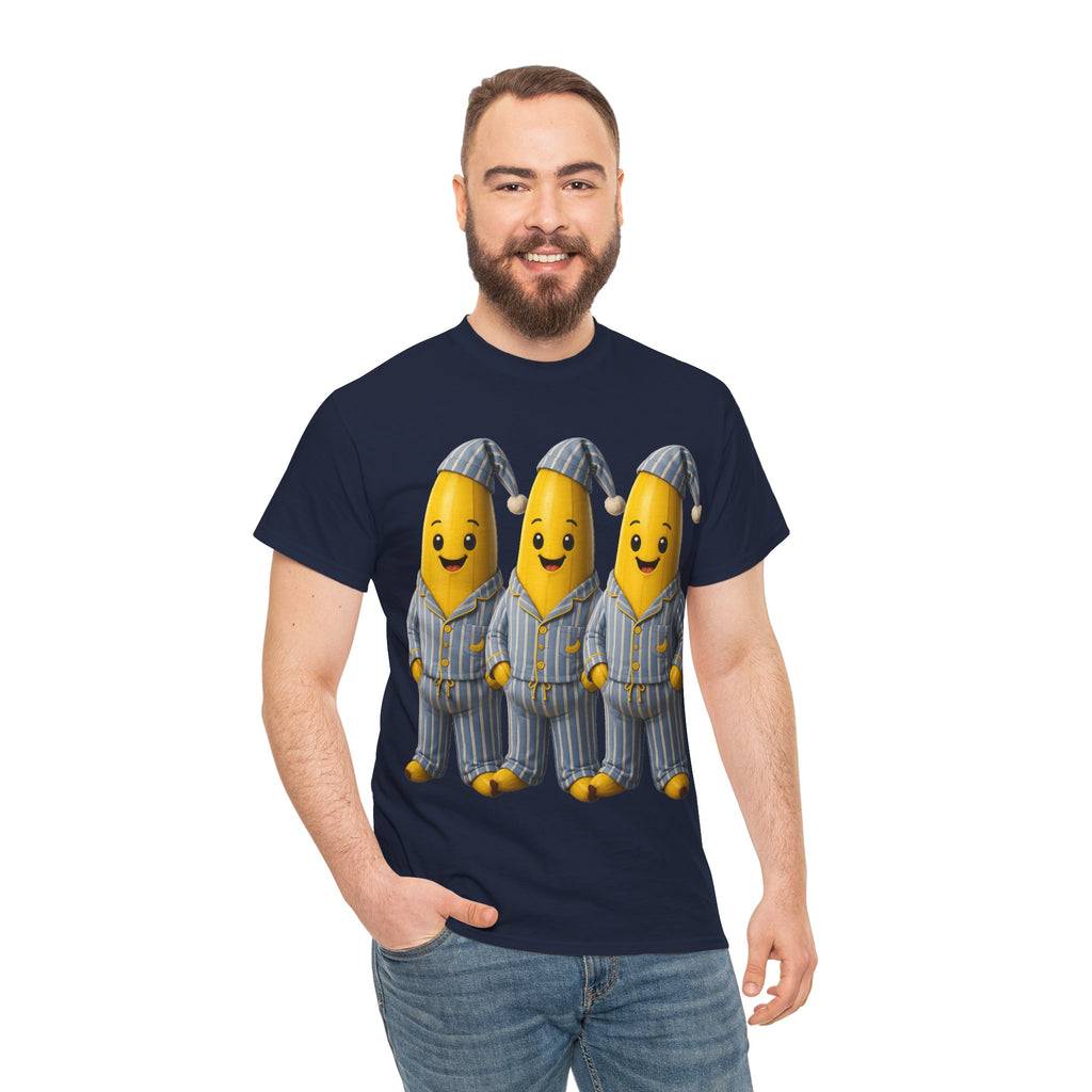 Bananas in Pyjamas – Three Smiling Bananas in Striped Pajamas Graphic T-Shirt