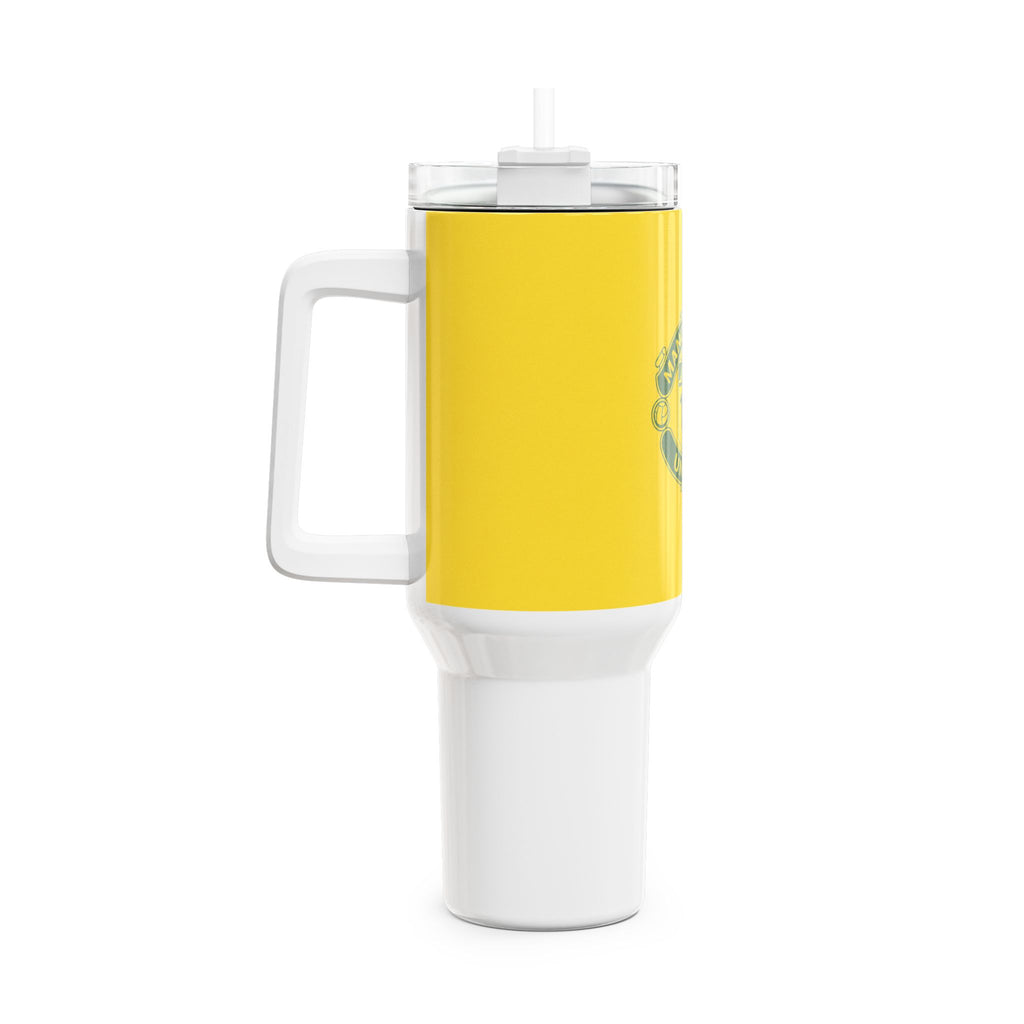 40oz Manchester United Yellow & Green Tumbler – Insulated Travel Cup with Straw