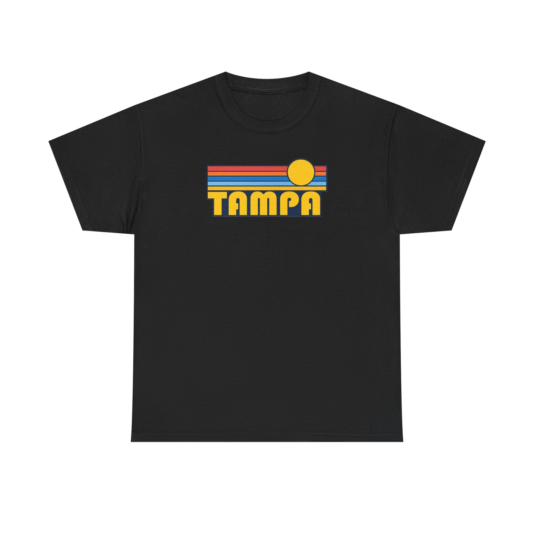 Tampa Retro Sunset T-Shirt — Vintage 70s Striped Beach Tee