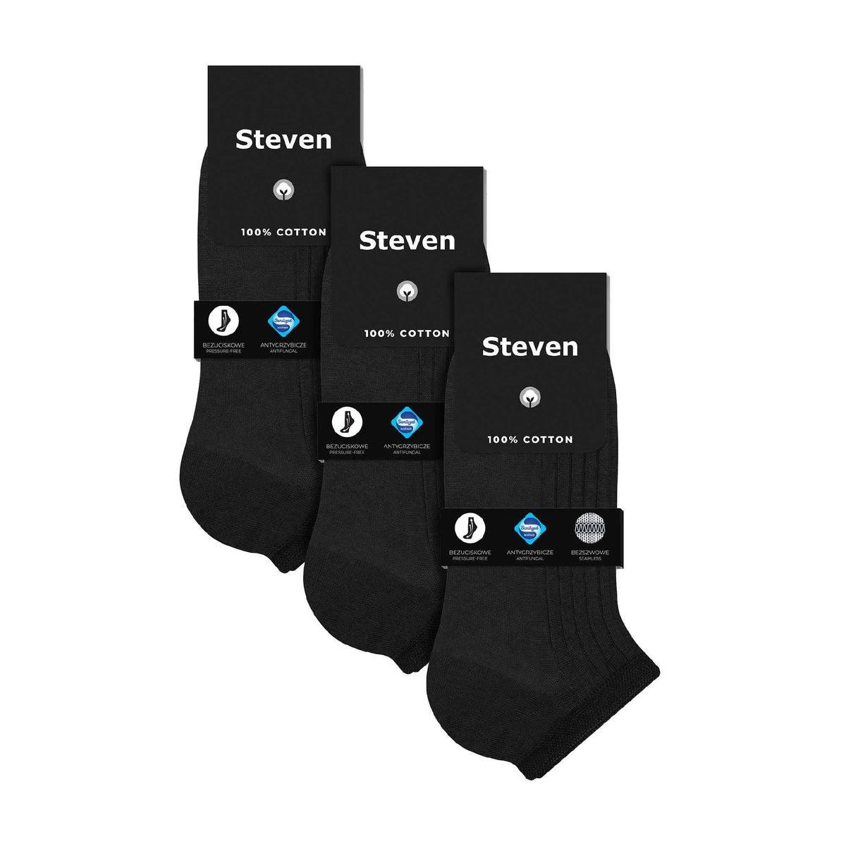 3 Pack Mens 100% Ankle Cotton Socks (2 Sizes)