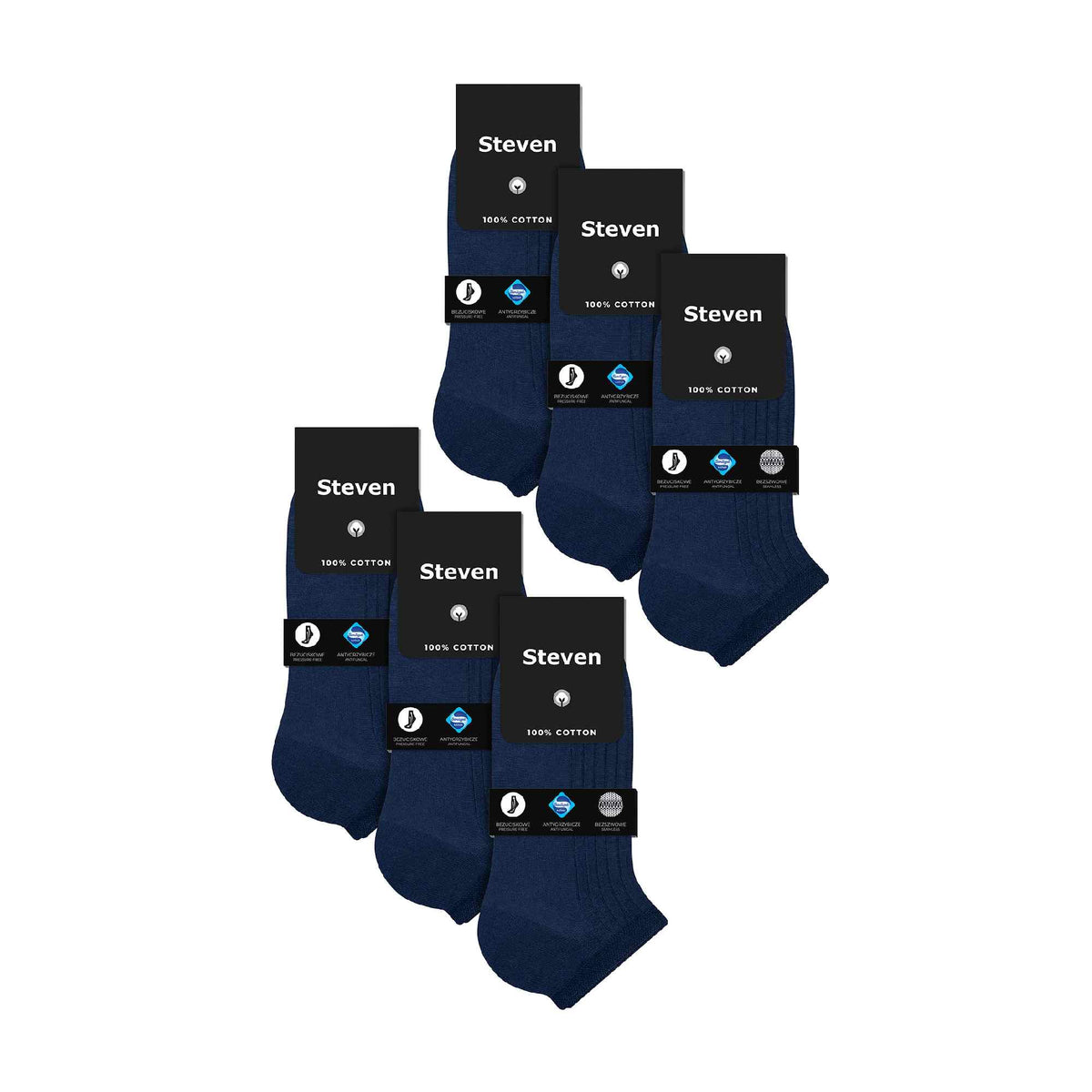 6 Pairs Mens 100% Cotton Low Cut Trainer Cushioned Ankle Socks