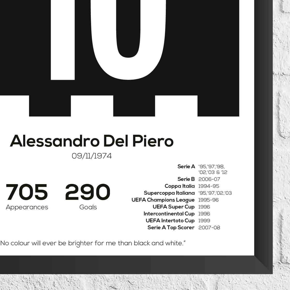 Alessandro Del Piero Legend Stats Print